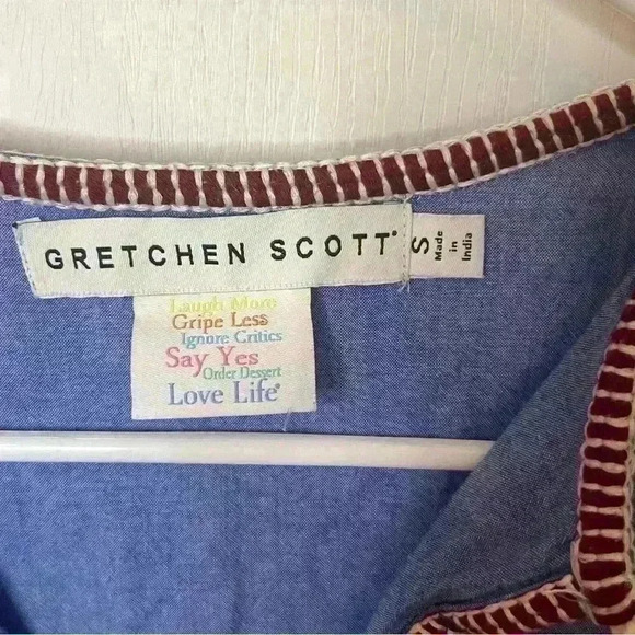 Gretchen Scott Crocheted Tunic Dress Women Small Blue Red/white Tassel Mini - Picture 6 of 10